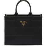 Prada Medium Leather Prada Symbole Bag With Topstitching 1BA378 Black
